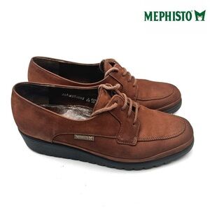 Mephisto Womens Moc Toe Lace Up Shoes Brown Nubuck Leather US 6.5